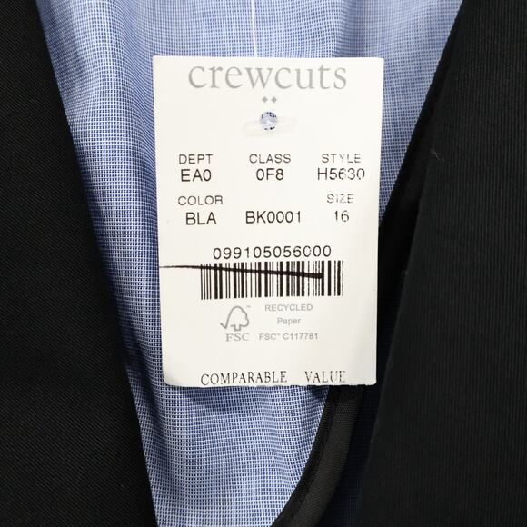 NWT J.Crew Crewcuts Boy's Thompson Suit Jacket Flex Chino Black Size 16 - Picture 9 of 9